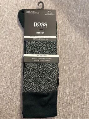 BOSS Black & Gray Patterned Egyptian Cotton Dress Socks